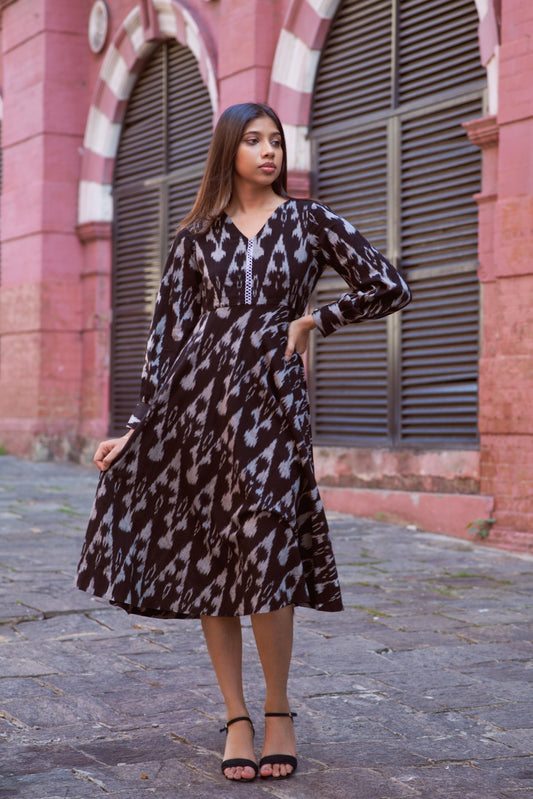 Black ikat Maxi Dress - Sophie