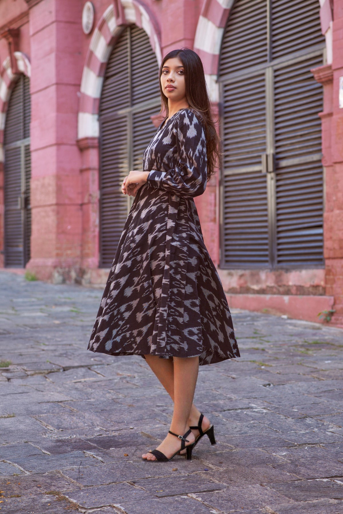 Black ikat Maxi Dress - Sophie