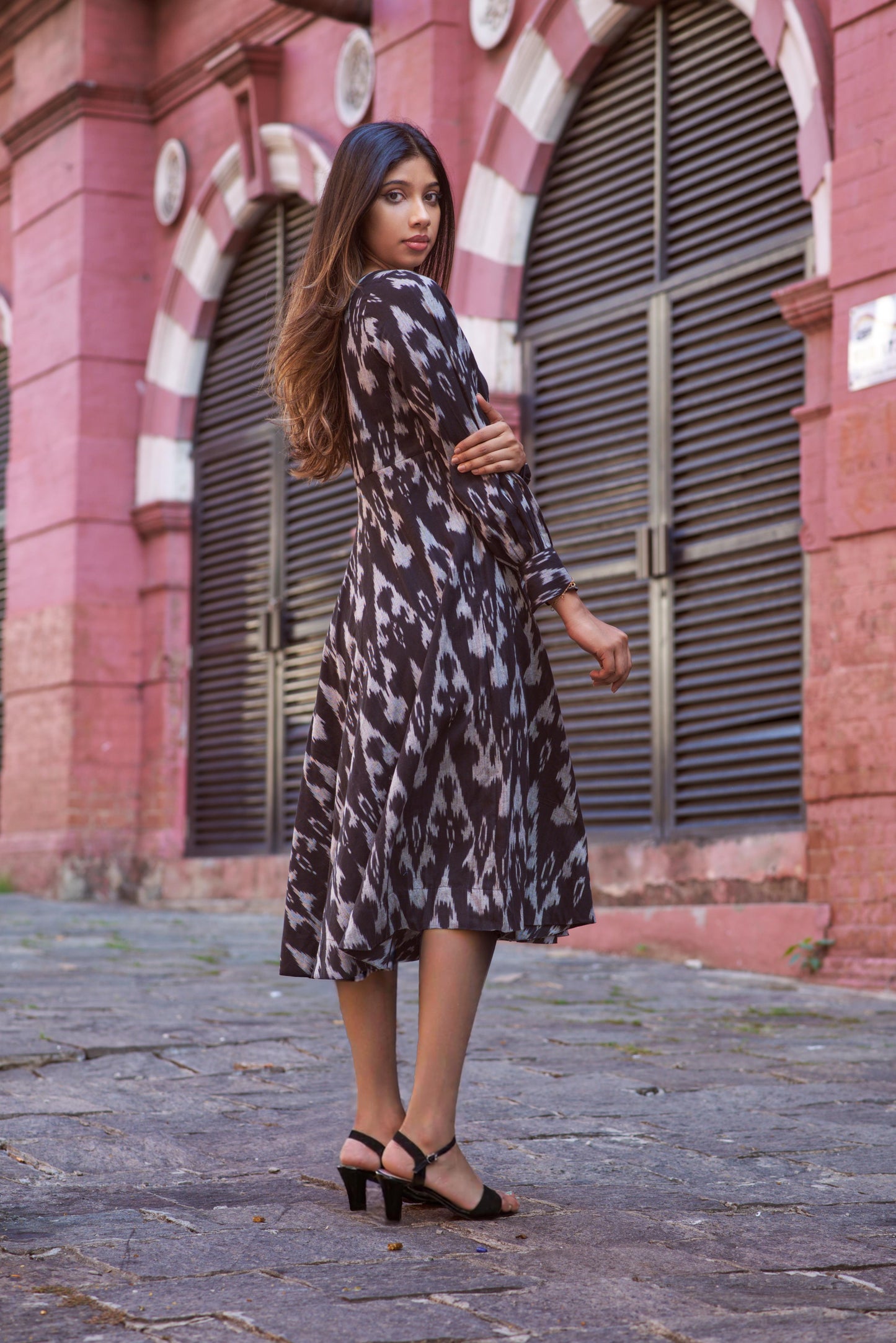 Black ikat Maxi Dress - Sophie