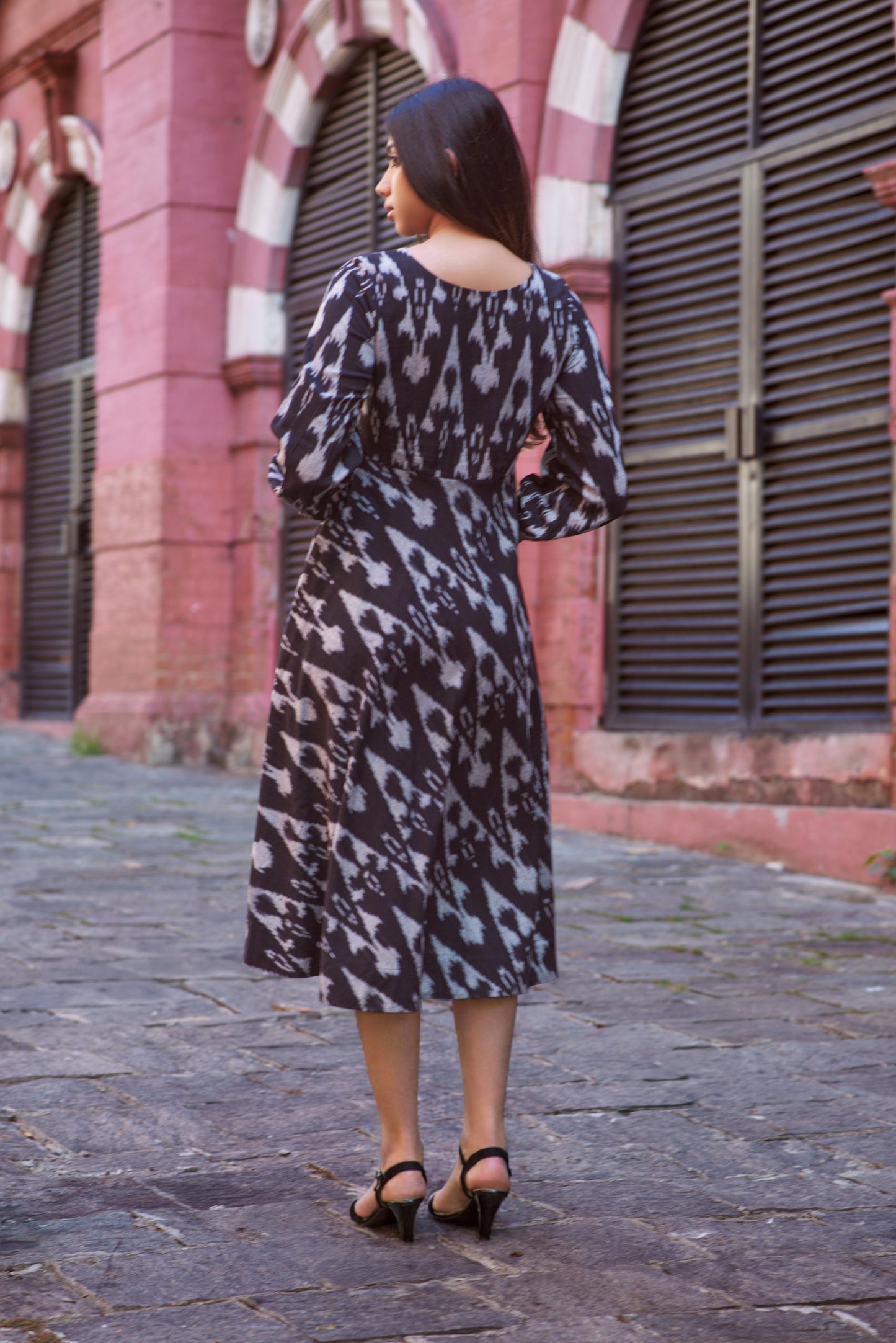 Black ikat Maxi Dress - Sophie