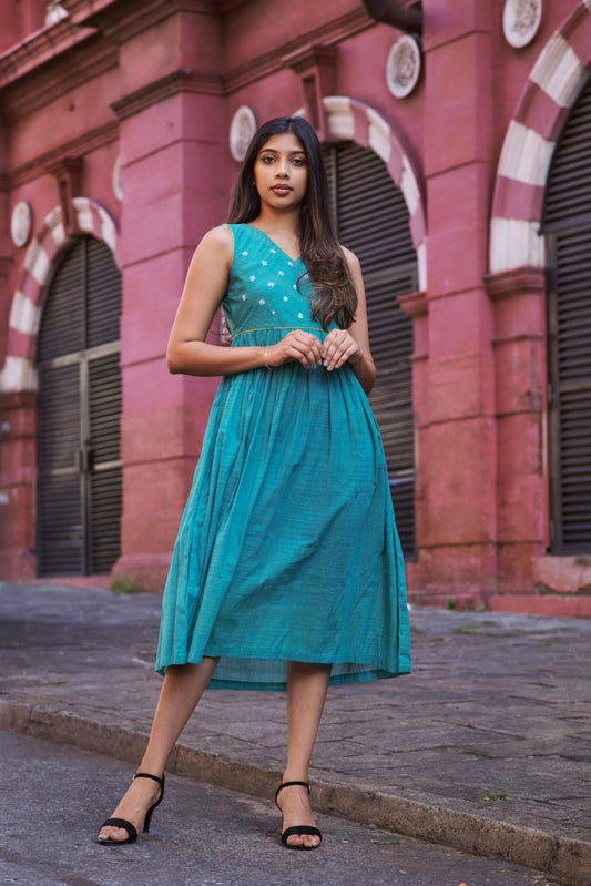 Green Kadhi and handwork dress - Ratna Prabha