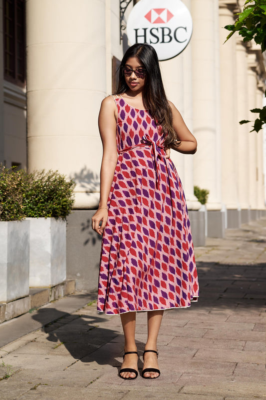 Ikat Purple Dress - Hellen