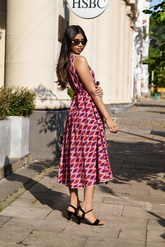 Ikat Purple Dress - Hellen