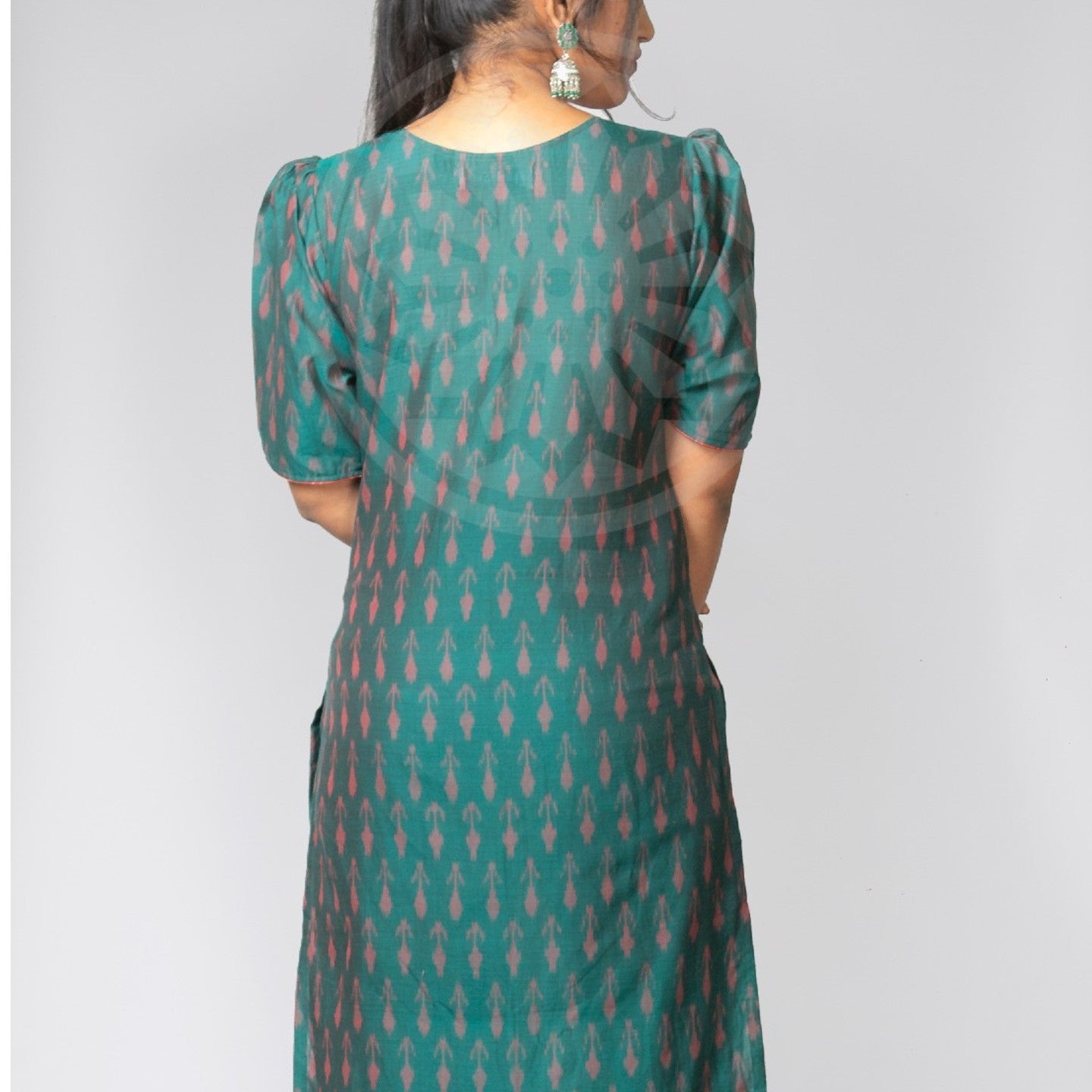 Jugalbandi Ikat Kurti - Green and Orange