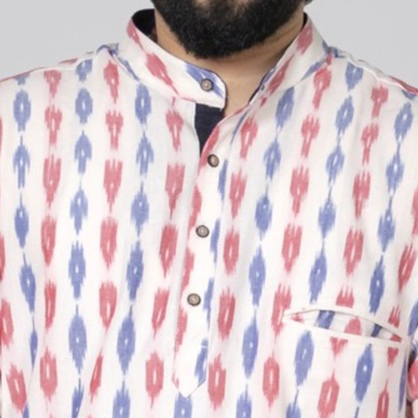 White Ikat Short Kurta