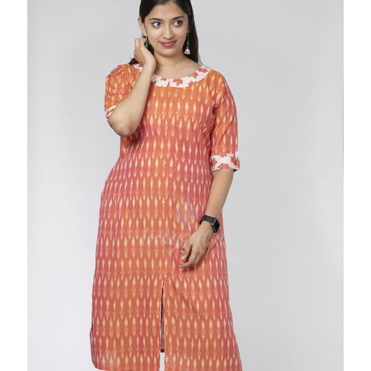 Peterpan collar Ikat kurta - Orange