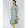 Embroidery Overlap Ikat Kurta - Green