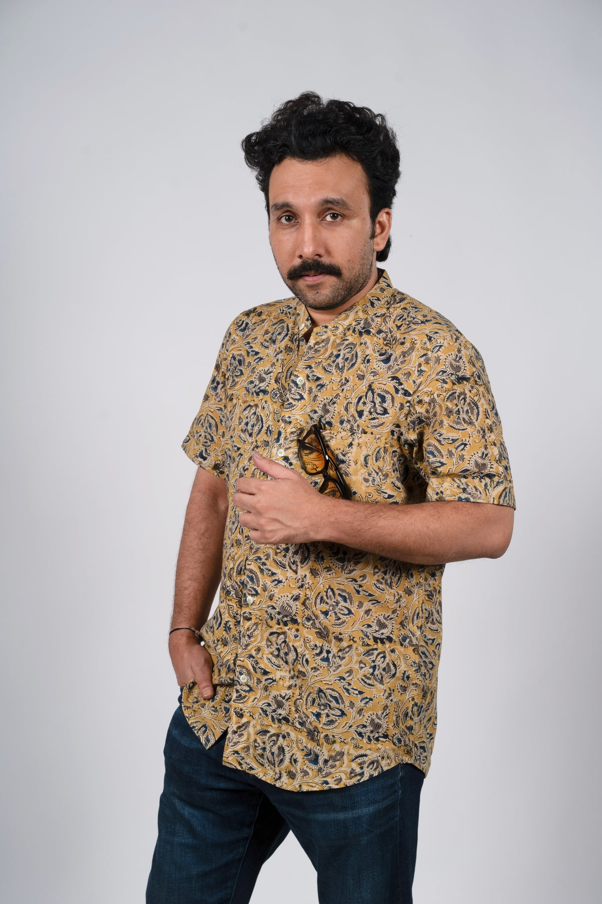 Yellow & Indigo Kalankari Shirt