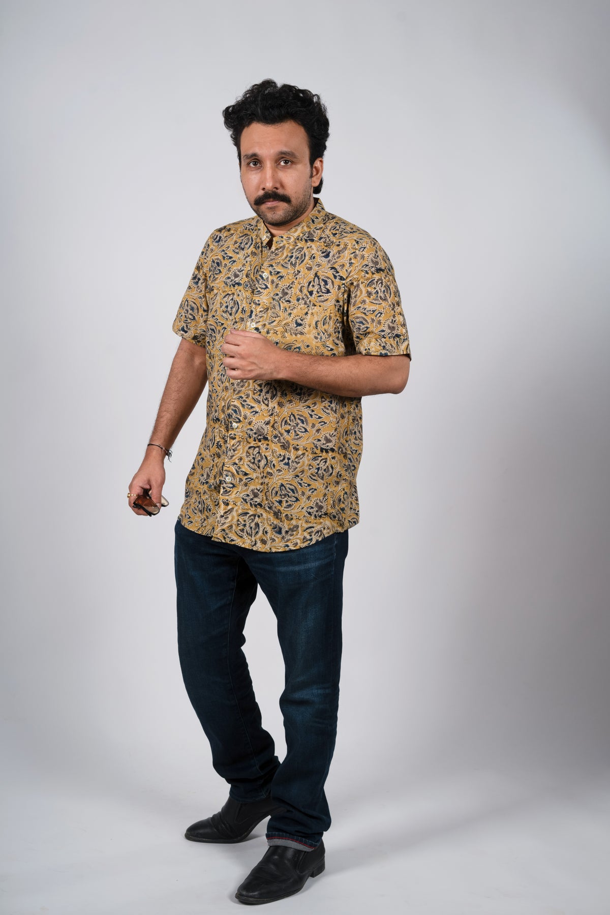 Yellow & Indigo Kalankari Shirt