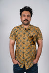 Mustard Yellow and Indigo Kalankari Shirt