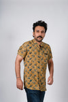 Mustard Yellow and Indigo Kalankari Shirt