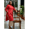 Ikkat Kurta - Cherry Red