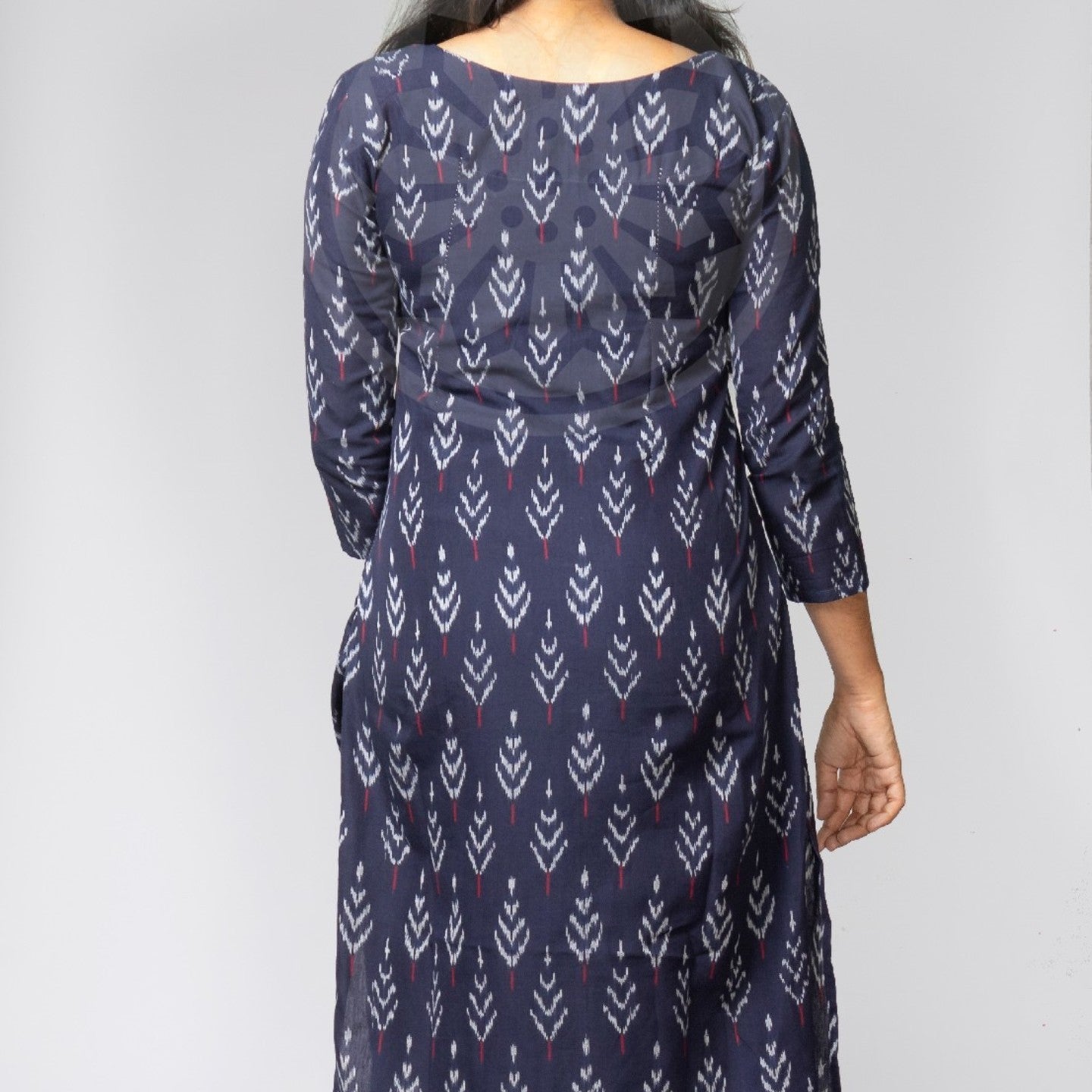 Navy Blue Ikat Kurti
