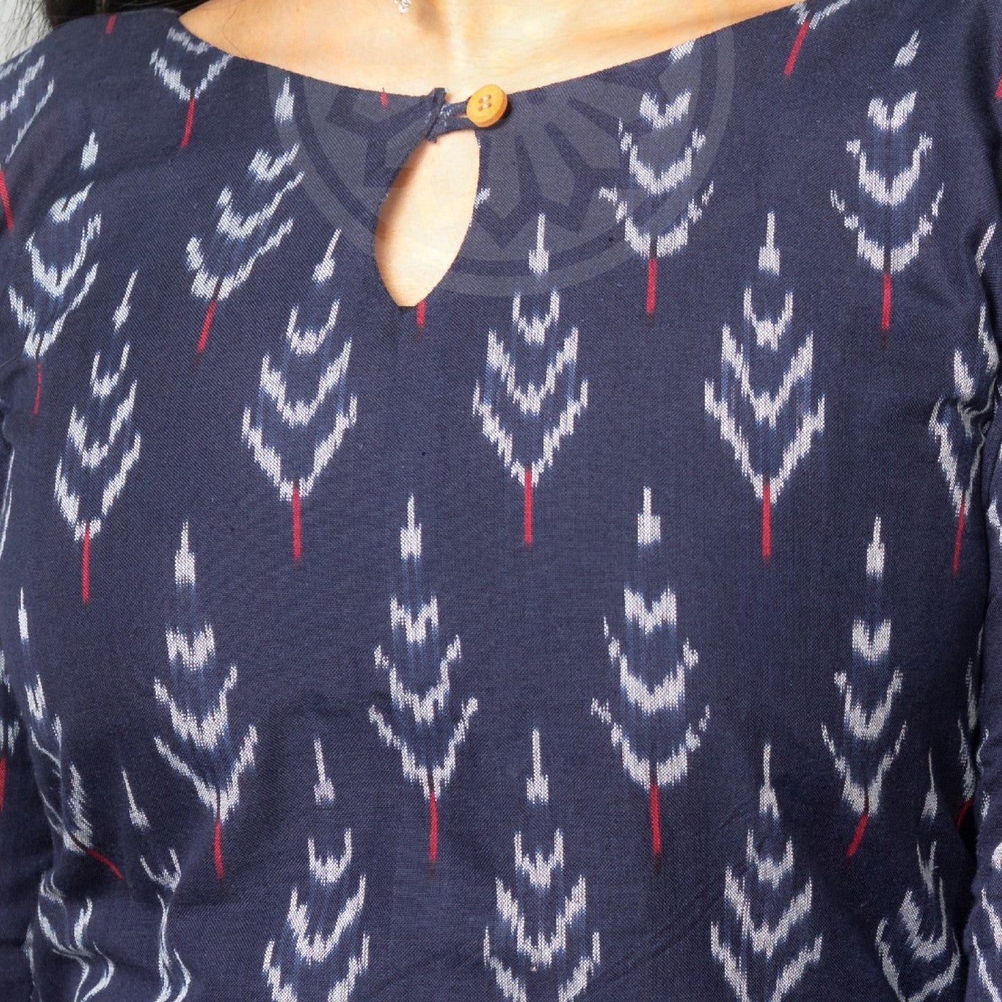 Navy Blue Ikat Kurti