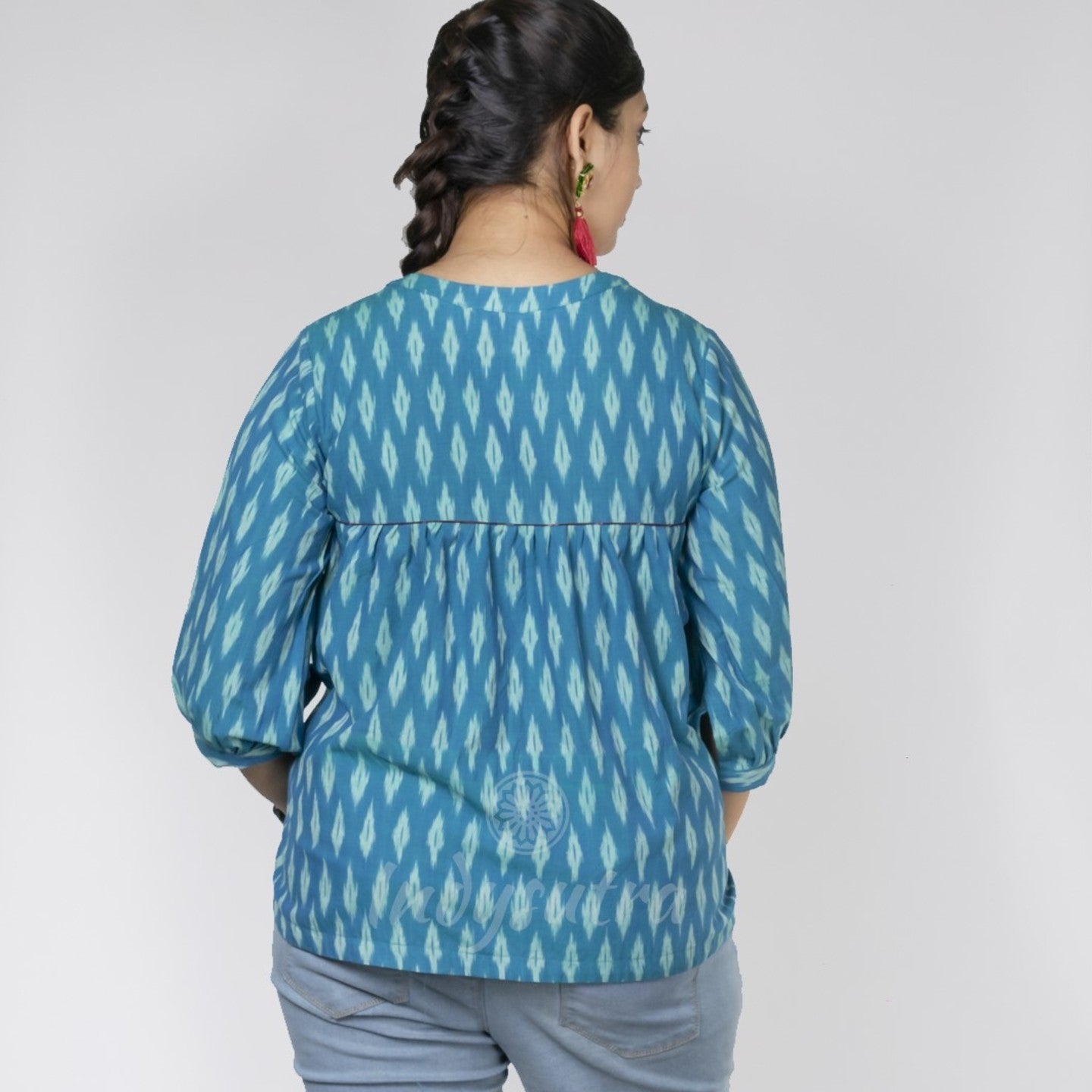 Short Ikat top - Sea Green