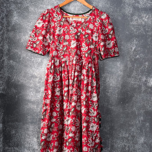 Cherry Pink Bagru print Kurti - Mohini