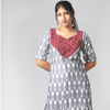 Jugalbandi Ikat kurti - Grey and Maroon