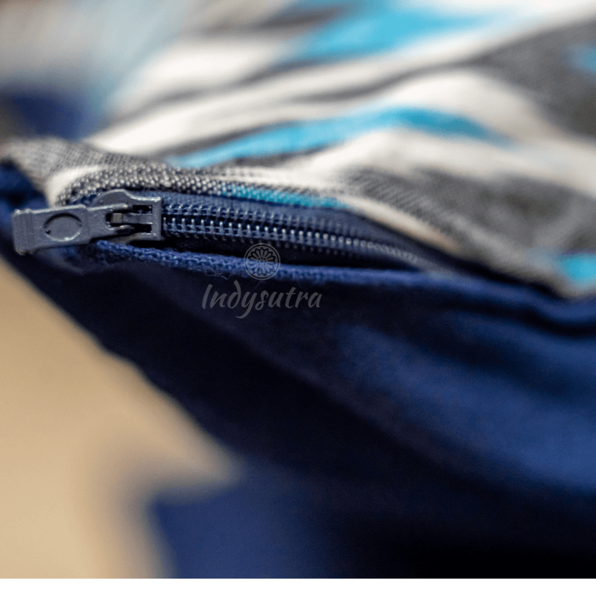 Blue and Gray Ikat Cushion Cover set