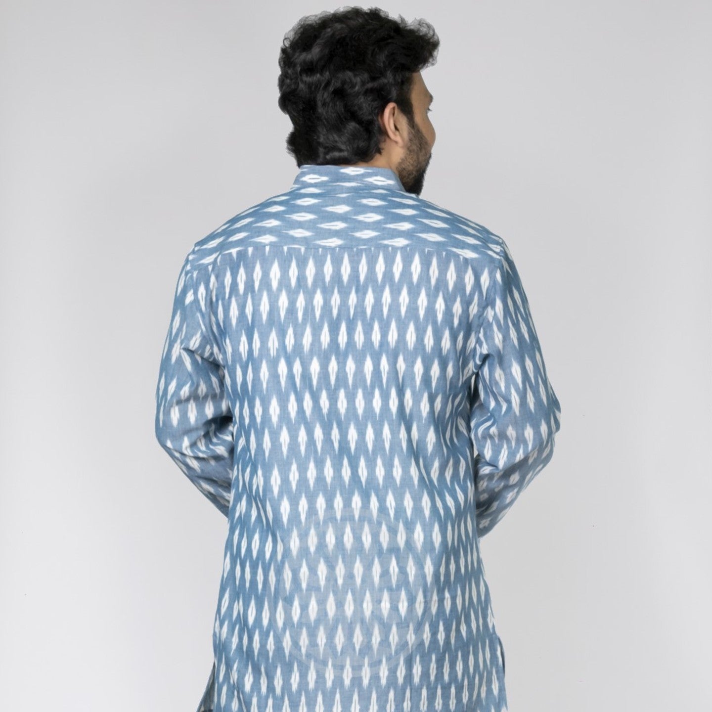 Teal Blue Ikat Short Kurta