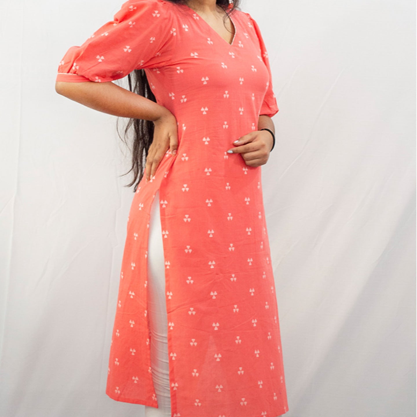 Peach Pink Cotton Kurti