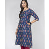 Princess cut Ikat Kurta - Krishna Neelam