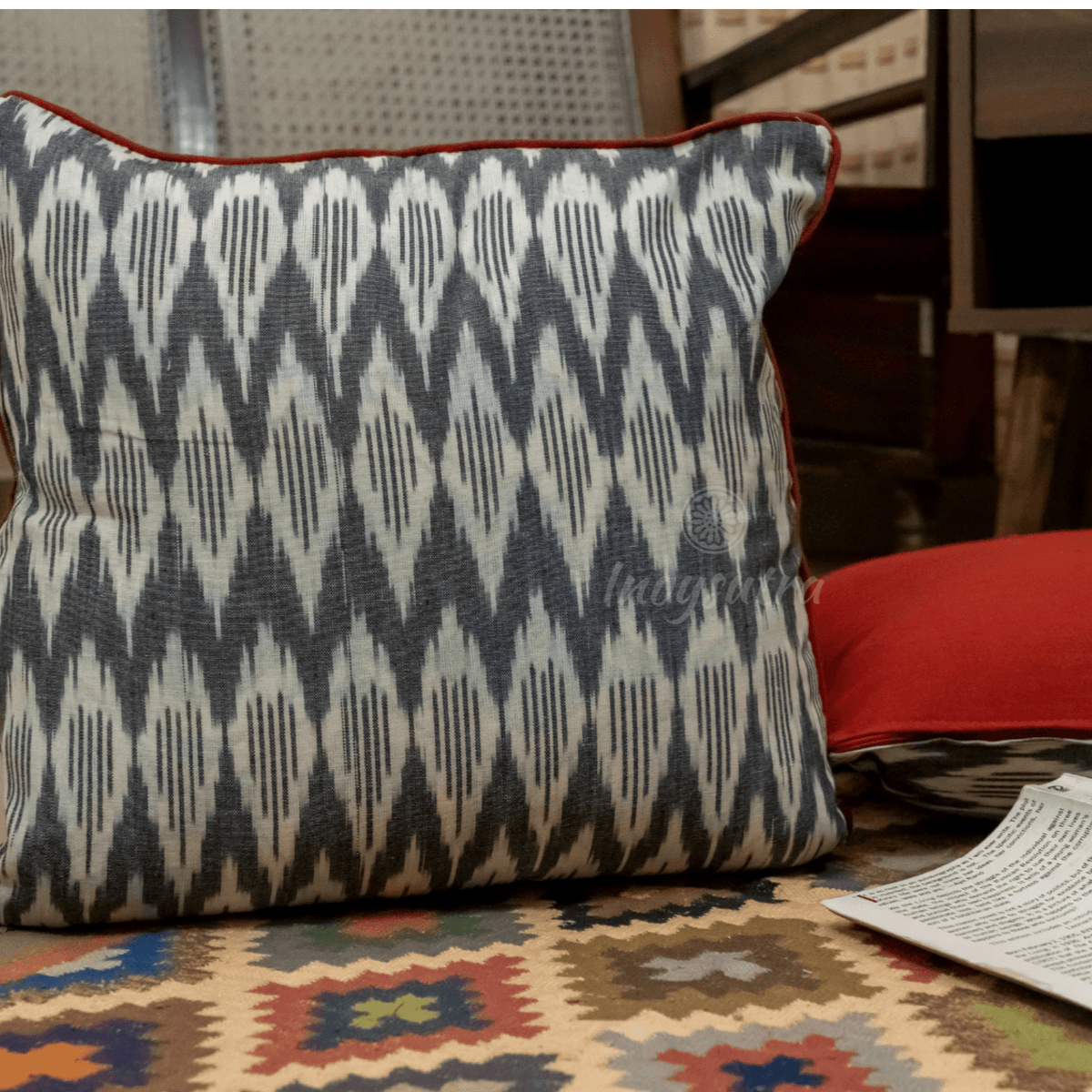 White and Grey Ikat Cushion Cover set