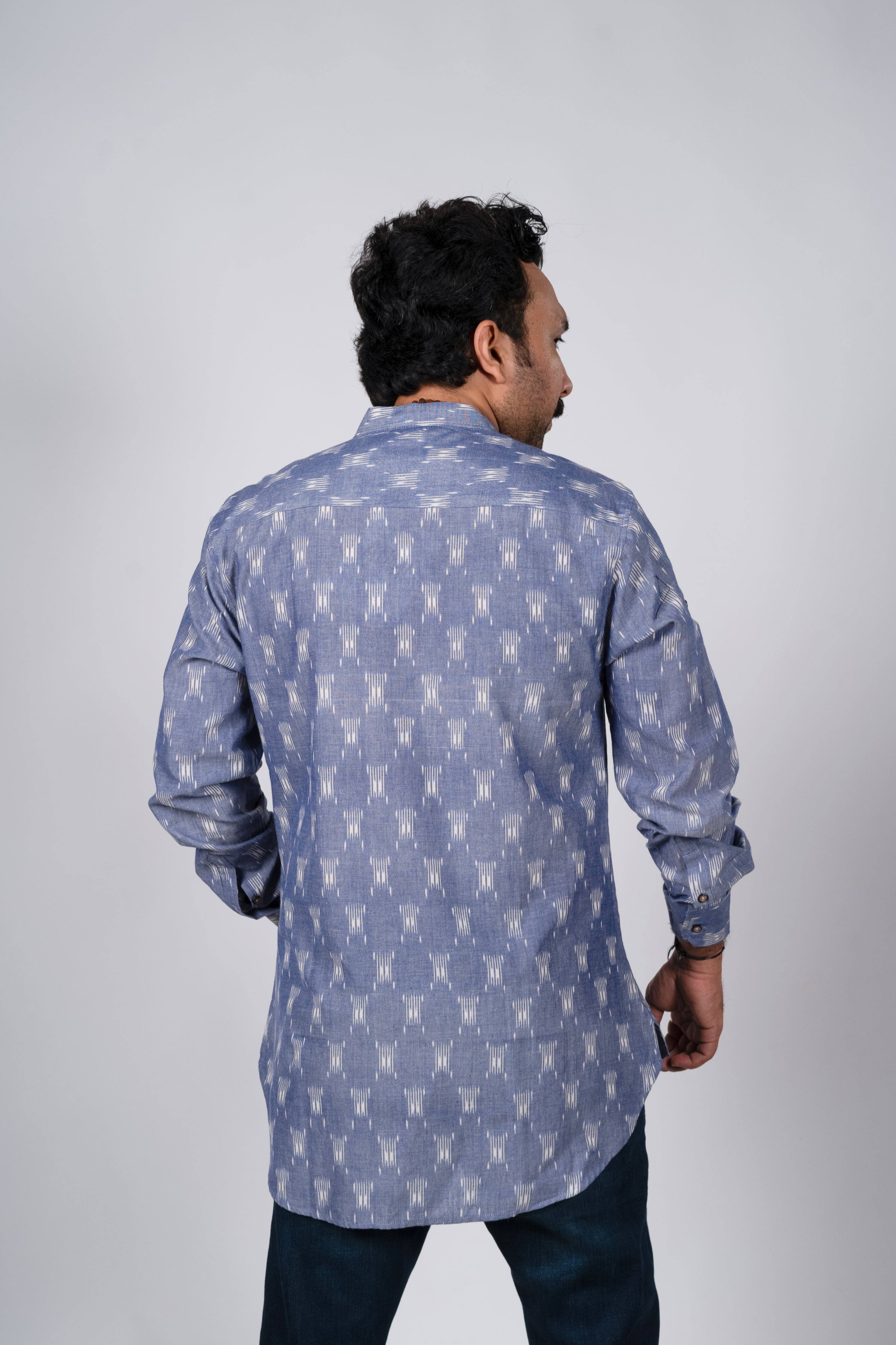 Teal Blue Ikat Kurta