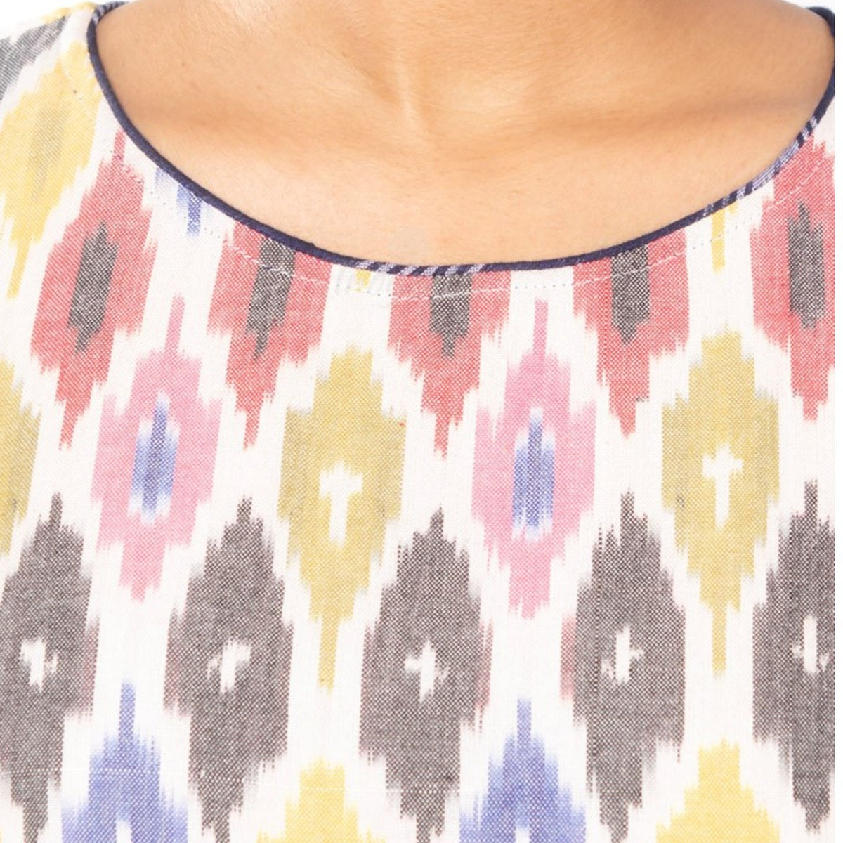 Sleeveless Ikat Kurta - Multi Color