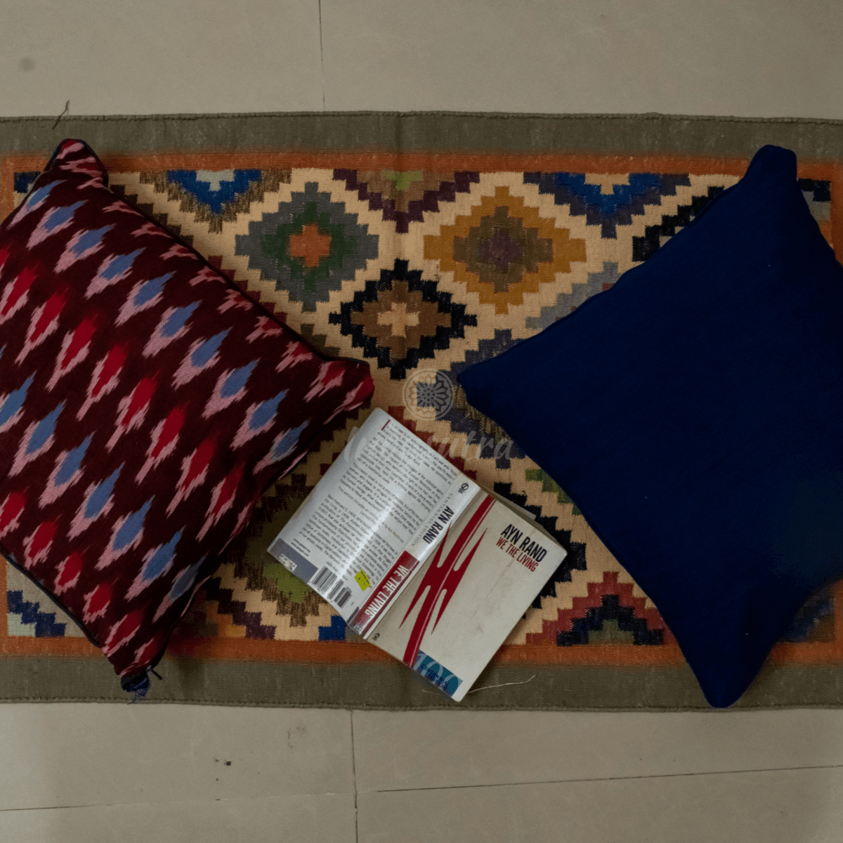 Red and Blue Ikat Cushion Cover set