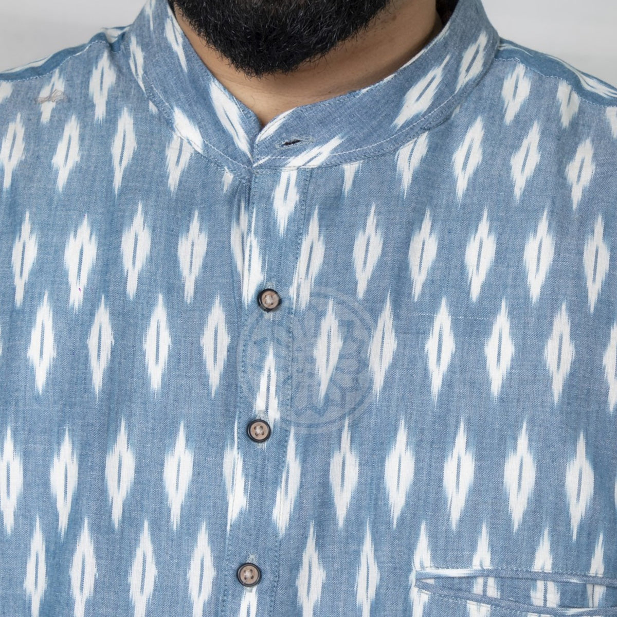 Teal Blue Ikat Short Kurta