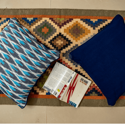 Blue and Gray Ikat Cushion Cover set