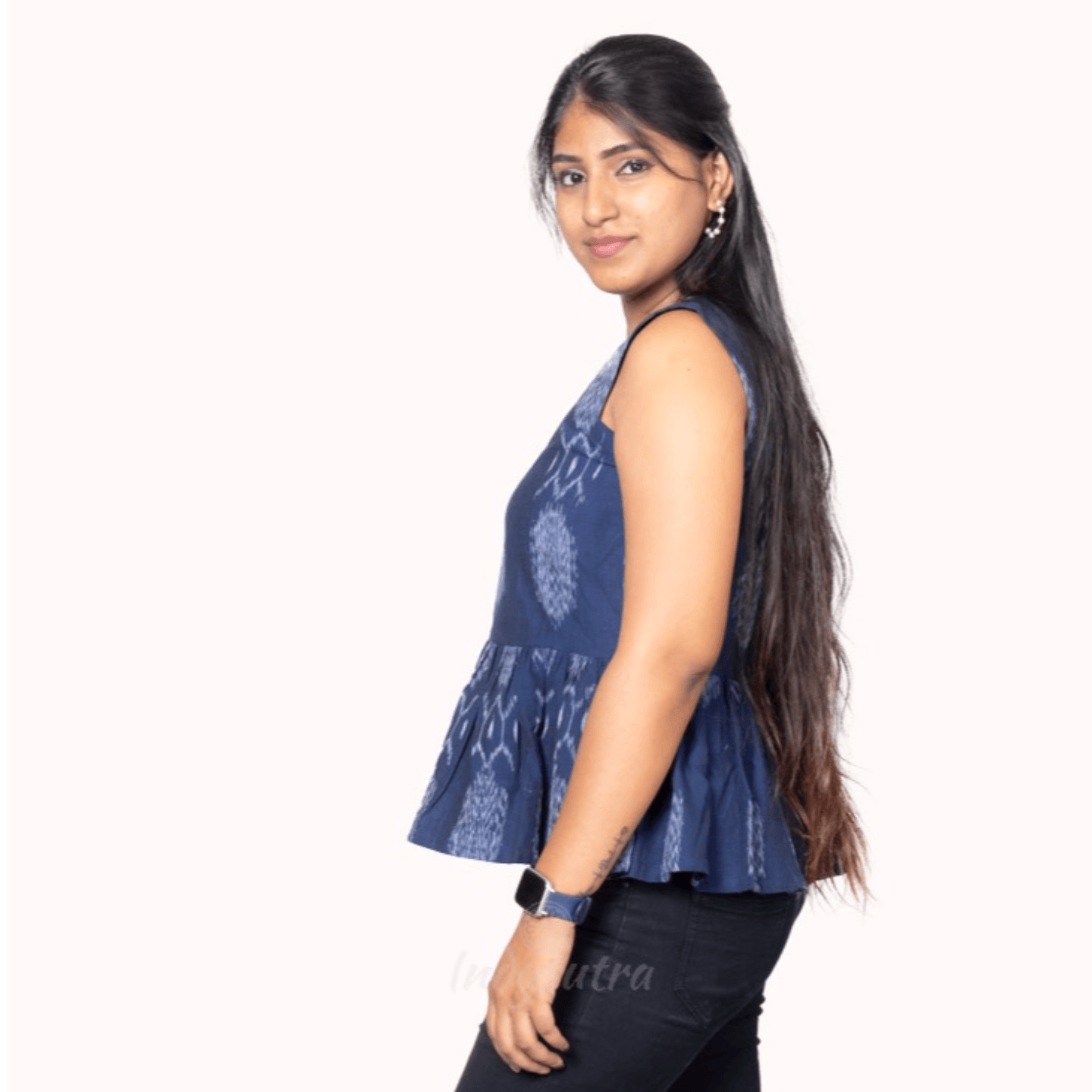Peplum Top - Navy Blue