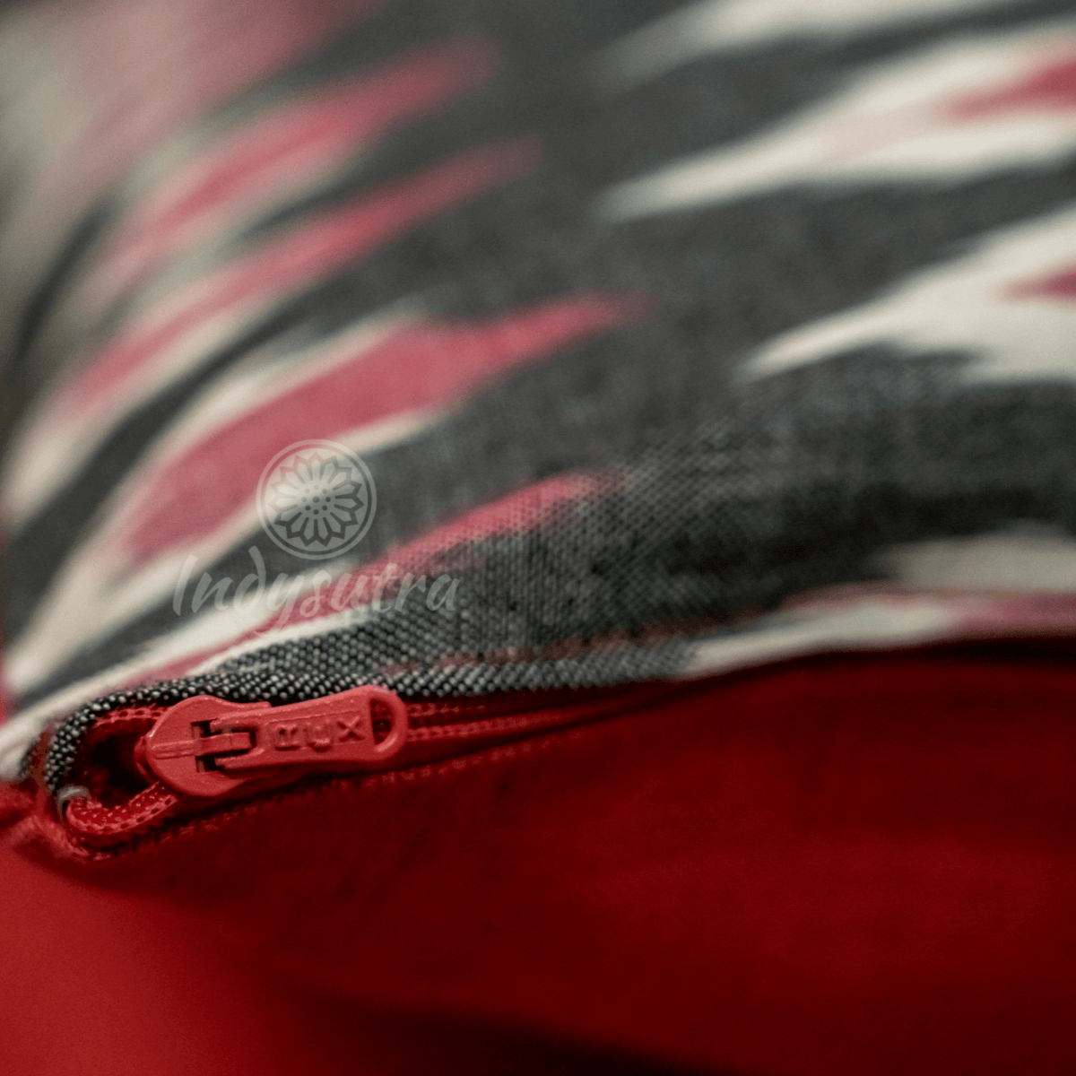 Grey and Red Ikat Cushion Cover set