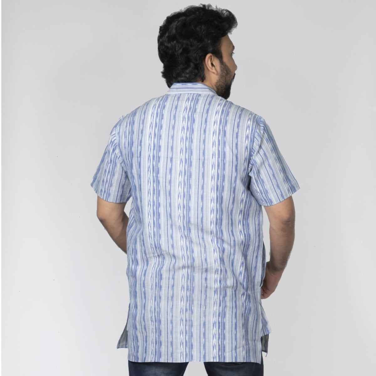 Blue Strips Ikat Short Kurta
