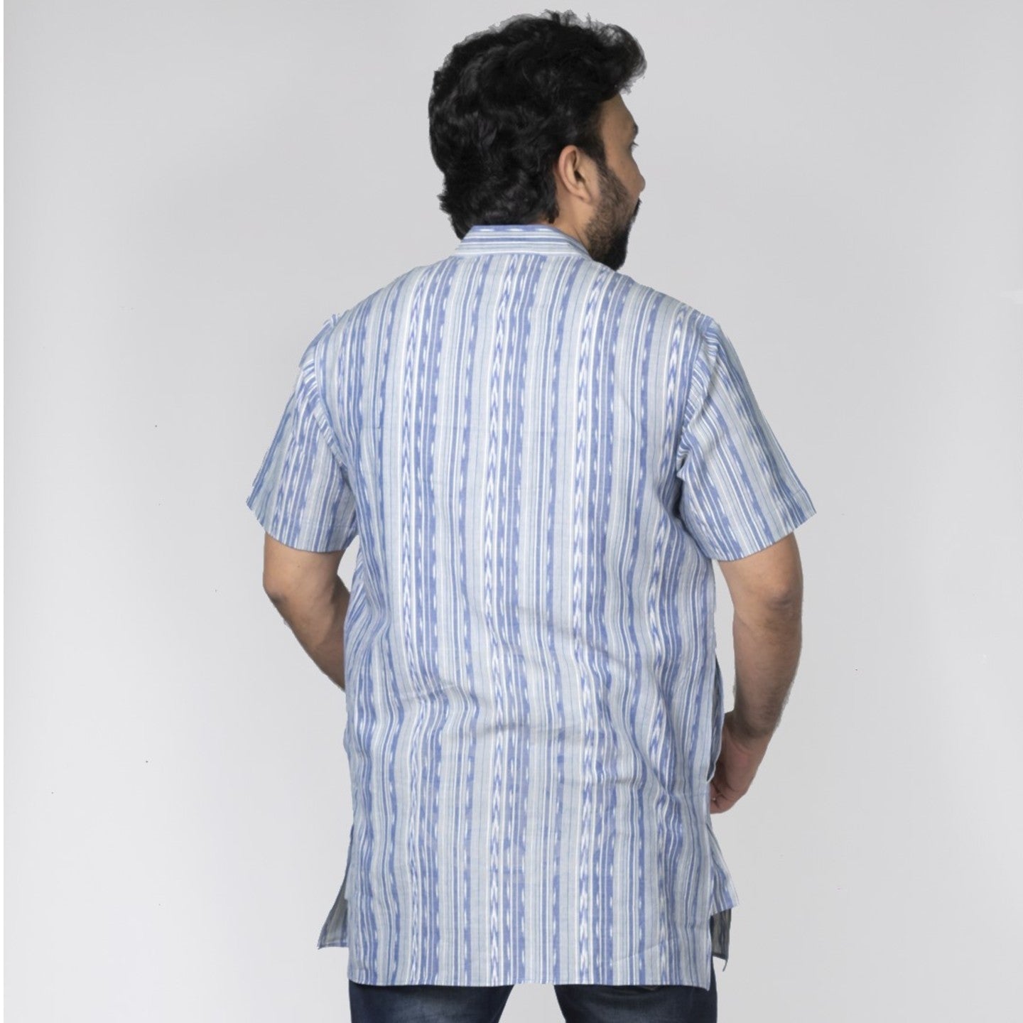 Blue Strips Ikat Short Kurta