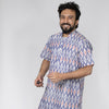 Blue Red Ikat Short Kurta