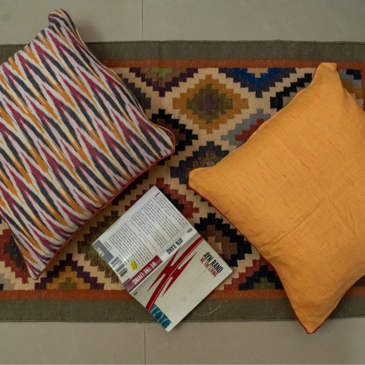 Yellow and Black Ikat Cushion Cover set