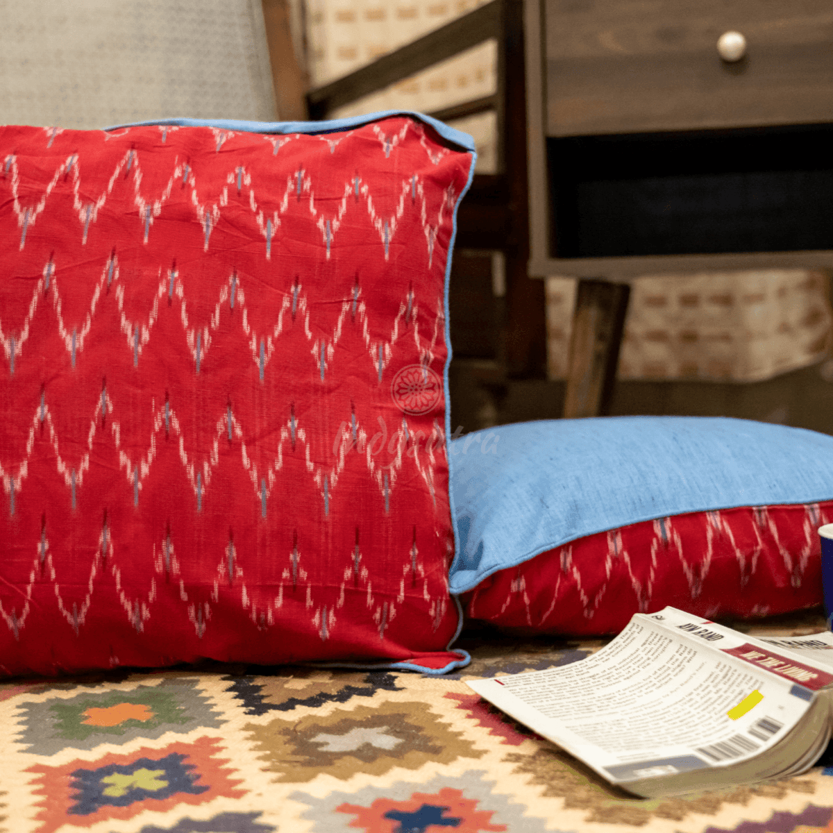 Red Ikat Cushion Cover set