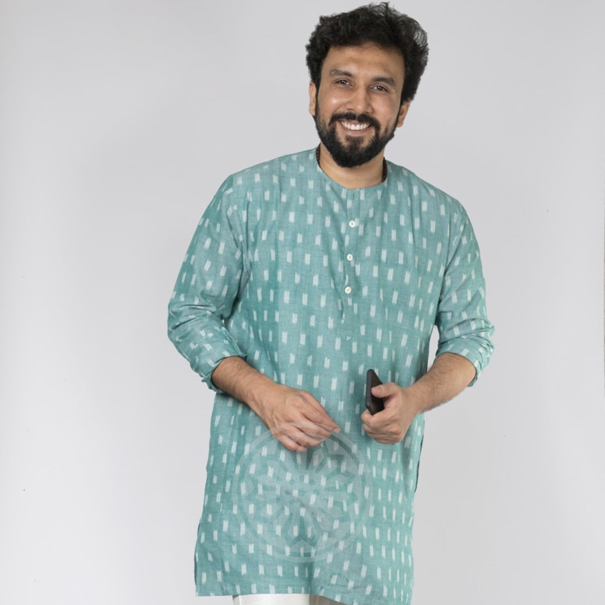 Sea Green Ikat Short Kurta
