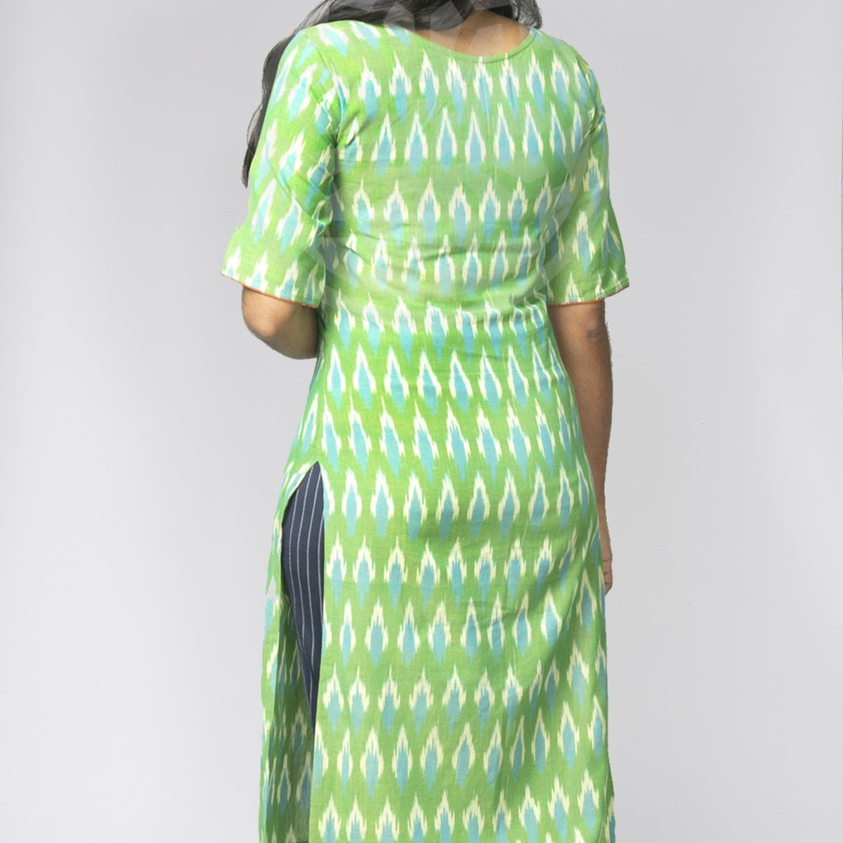 Jugalbandi Ikat Kurta - Green and Orange
