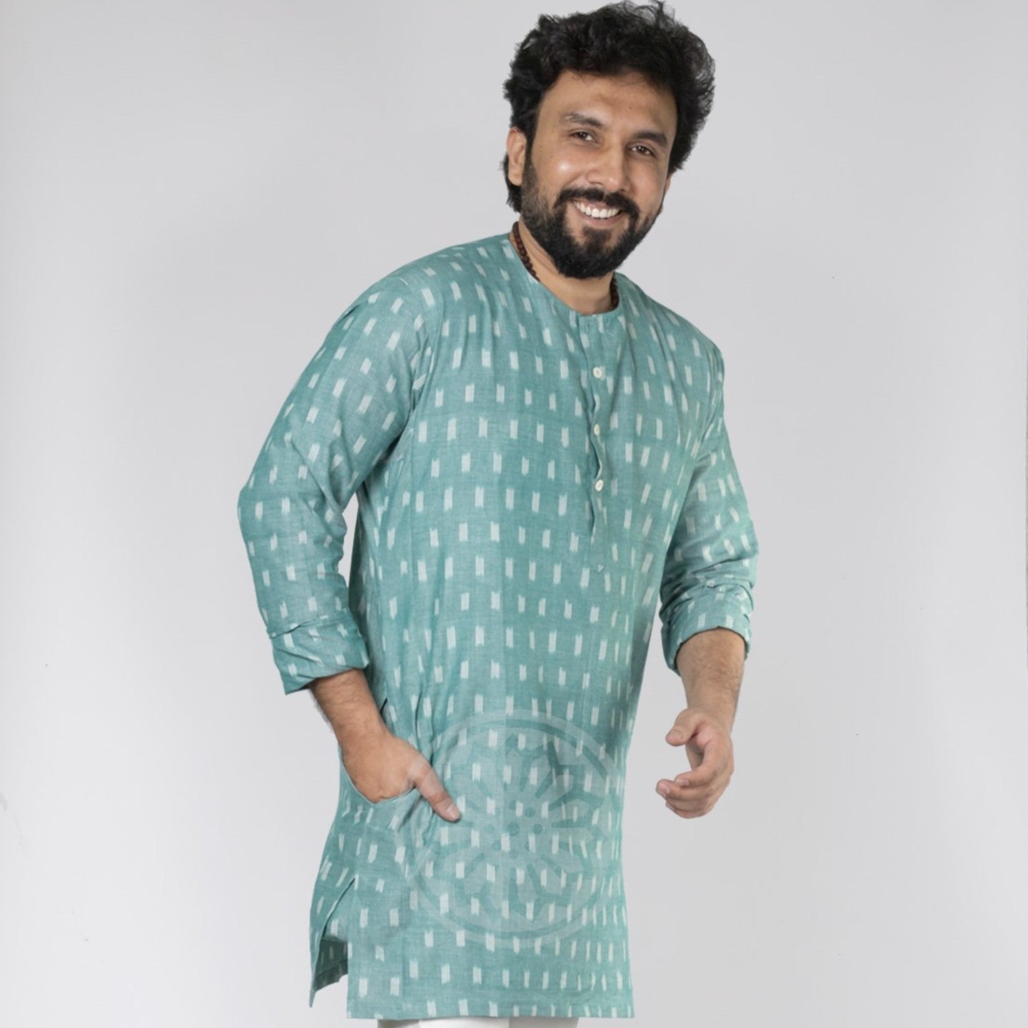Sea Green Ikat Short Kurta