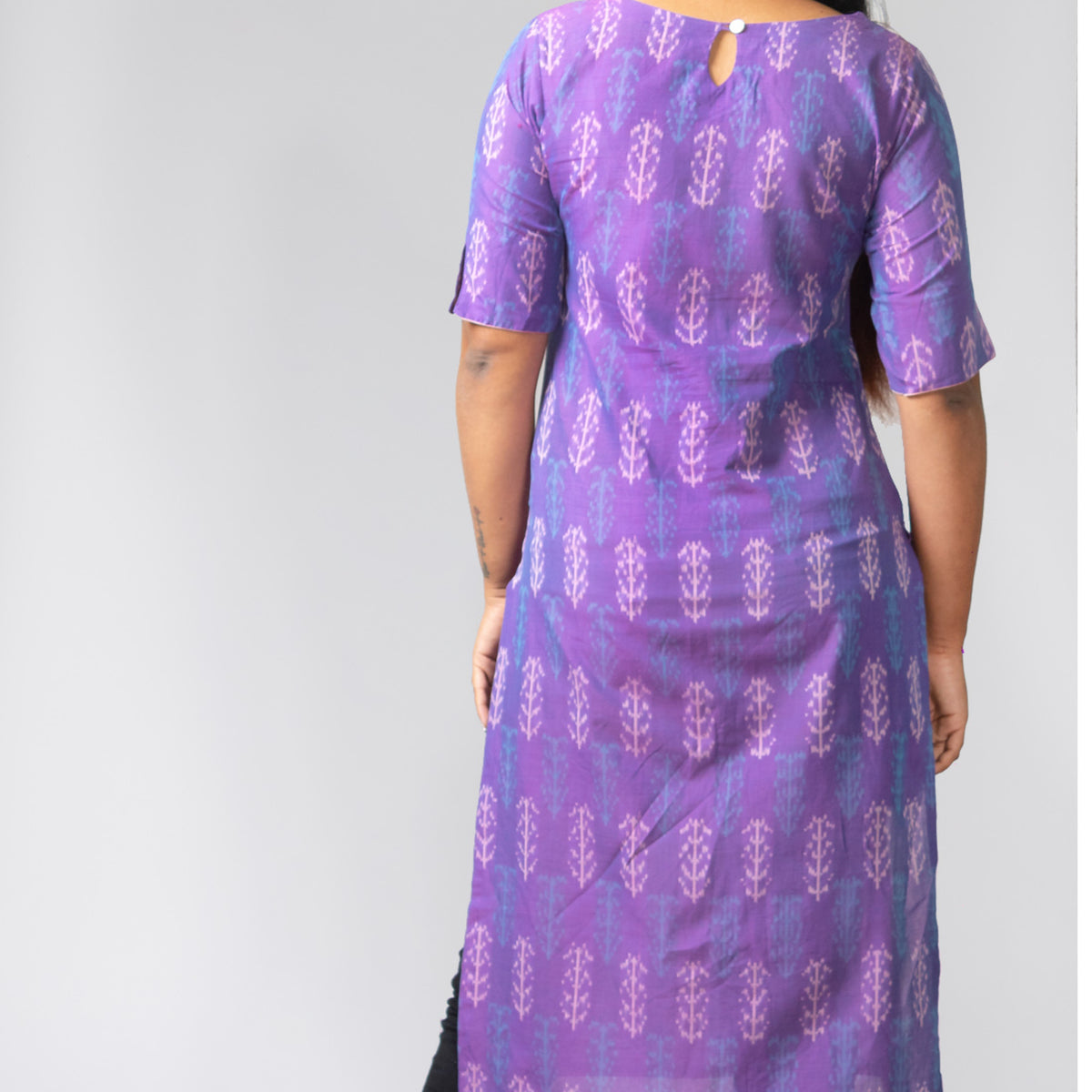 Boat Neck Kurta - Violet