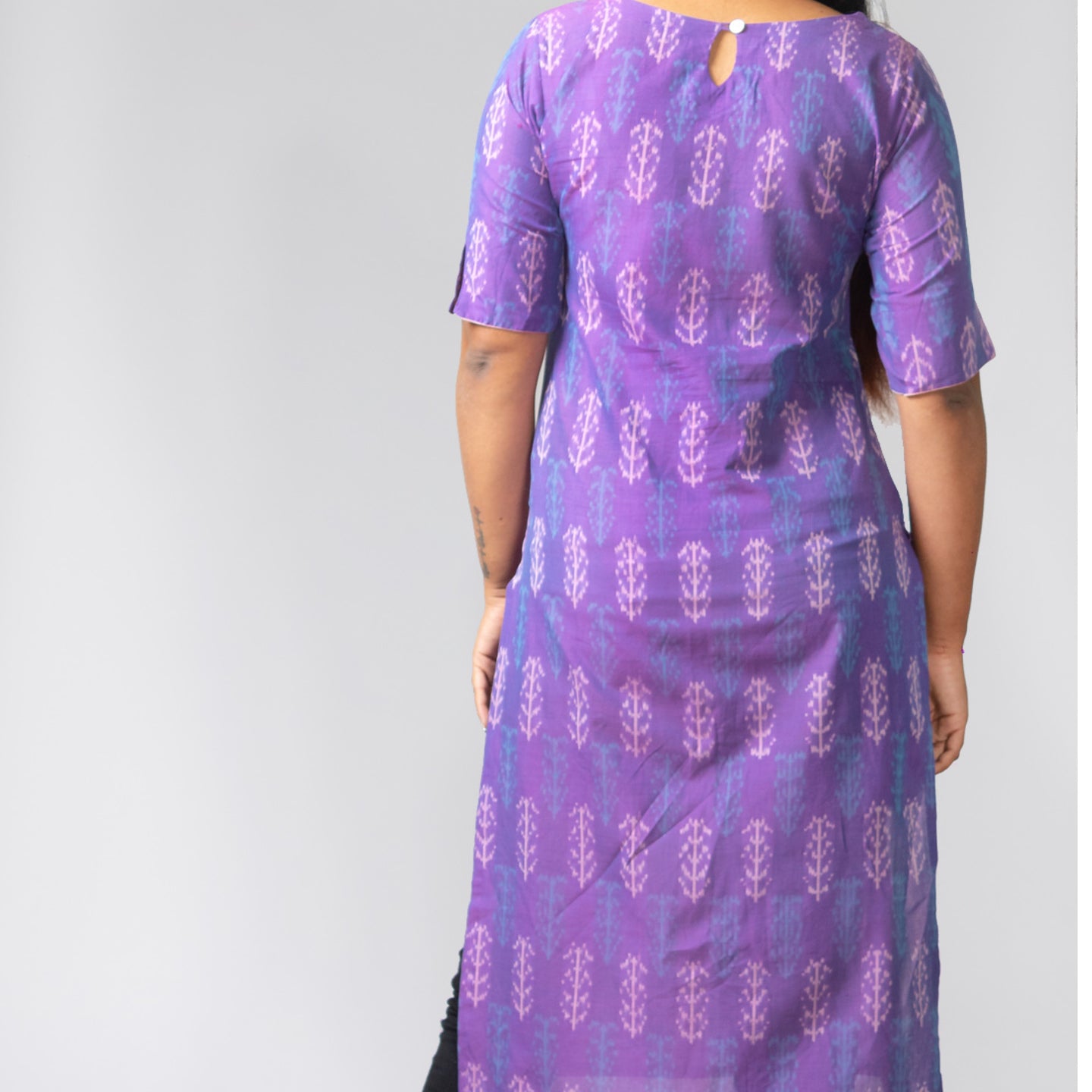 Boat Neck Kurta - Violet