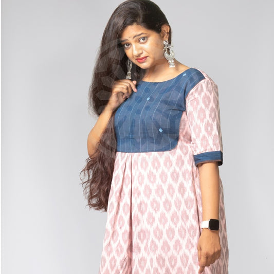 Jugalbandi Ikat Kurti - Pink and Blue