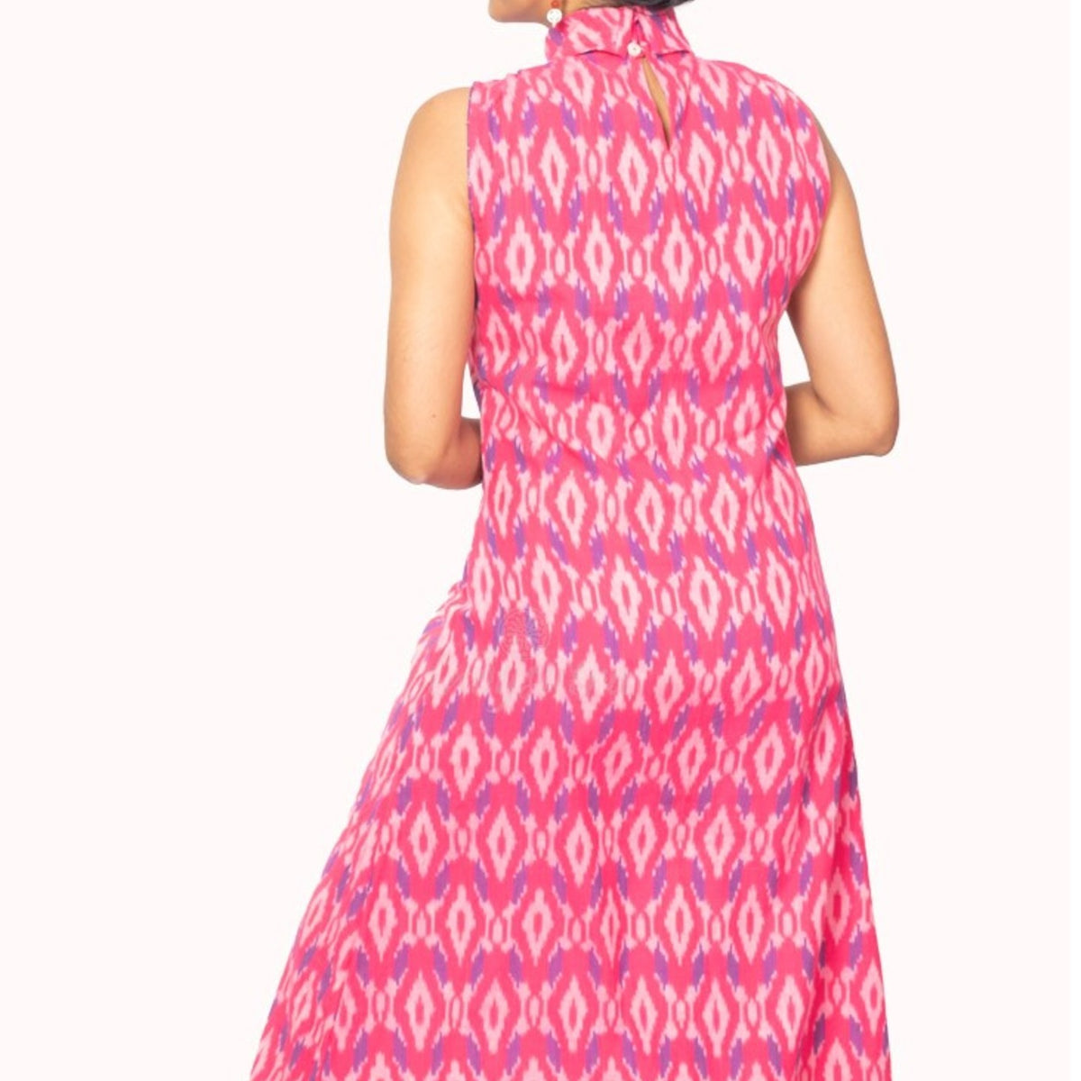 Ikat Pink dress - Turtle neck