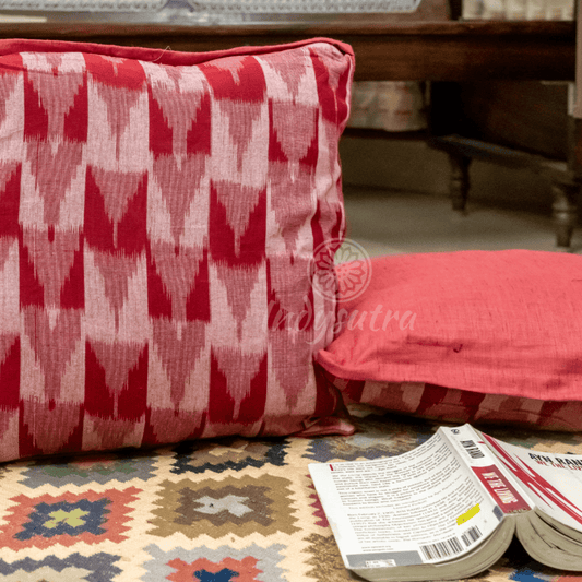 Red and White Ikat Cushion Cover set