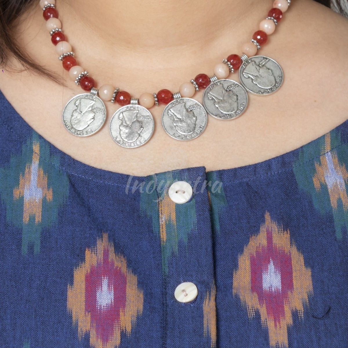 Princess cut Ikat Kurta - Krishna Neelam