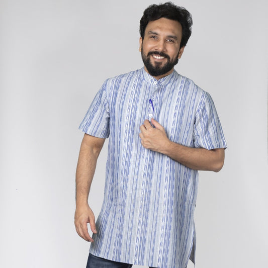 Blue Strips Ikat Short Kurta