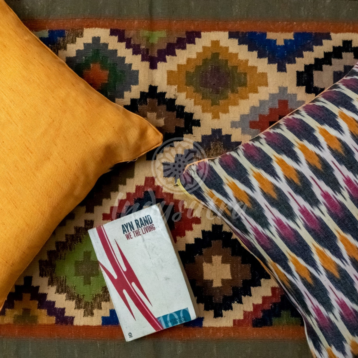 Yellow and pink Ikat Cushion Covers set