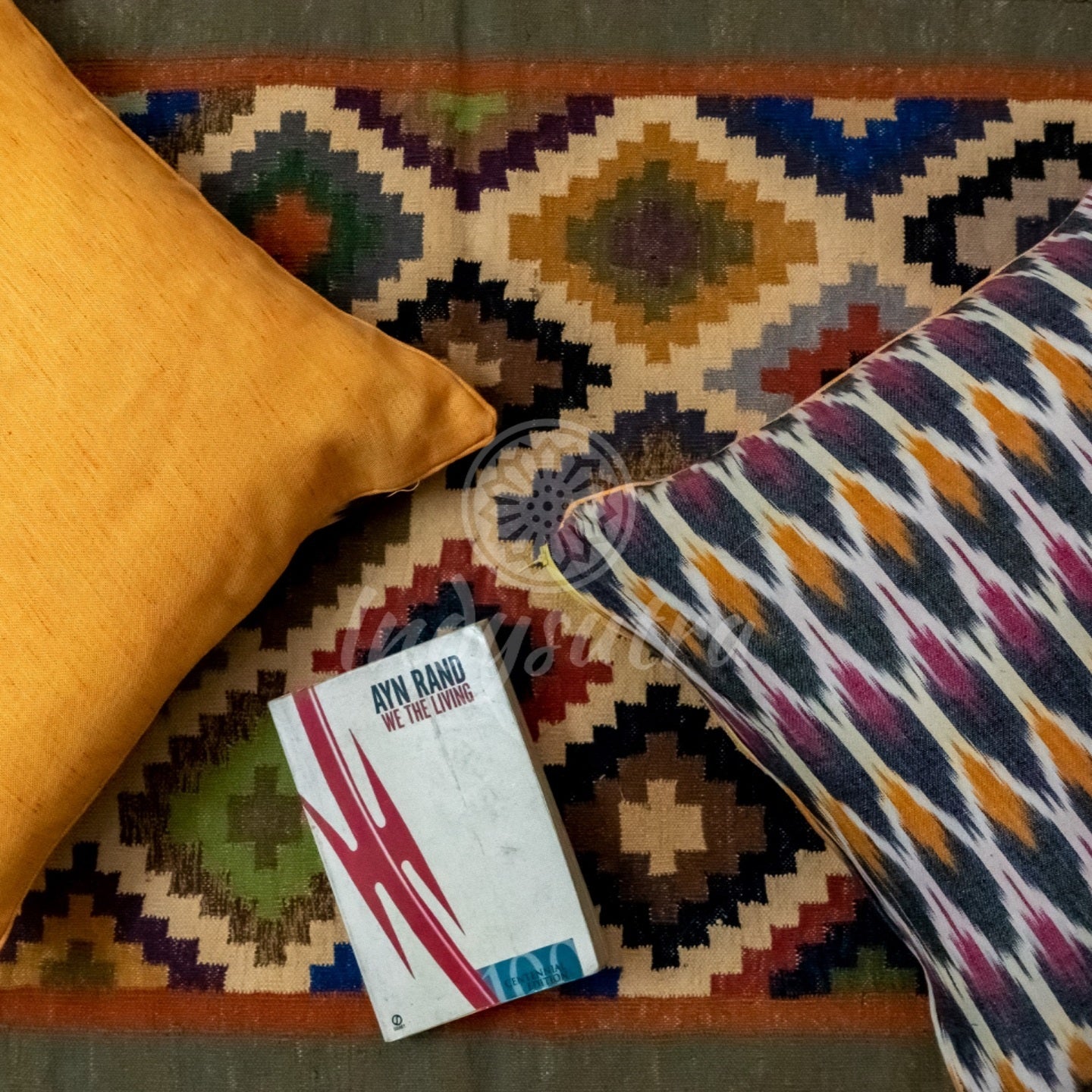 Yellow and pink Ikat Cushion Covers set